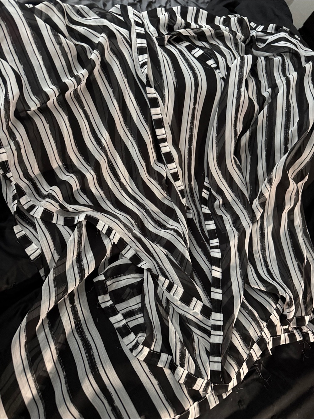 Black and White Striped Women’s Kimono/ Coverall